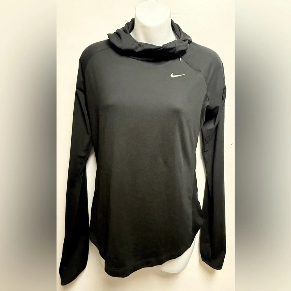 Nike Dri-Fit Element Fitted Running Athletic Hoodie Black Size S